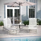 Emma and Oliver Set 3 Pezzi per Interni/Esterni con 2 Lettini Adirondack Regolabili in Poliresina con Portabicchieri Girevoli e Tavolino Pieghevole