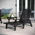 Emma and Oliver Set 3 Pezzi per Interni/Esterni con 2 Lettini Adirondack Regolabili in Poliresina con Portabicchieri Girevoli e Tavolino Pieghevole