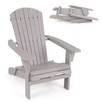 Costway Set di 1/4 sedie Adirondack pieghevoli con schienale alto e braccioli ampi in legno grigio