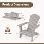 Costway Set di 1/4 sedie Adirondack pieghevoli con schienale alto e braccioli ampi in legno grigio