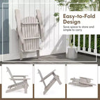 Costway Set di 1/4 sedie Adirondack pieghevoli con schienale alto e braccioli ampi in legno grigio