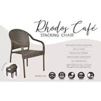 Balkene Home Rhodos Cafè da Esterno in Rattan, Impilabili, Intrecciati a Mano, Nessun Montaggio, per Tutte le Stagioni, Telaio in Acciaio Verniciato a Polvere, Leggeri, Portatili - Nero - Set da 4