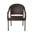 Balkene Home Rhodos Cafè da Esterno in Rattan, Impilabili, Intrecciati a Mano, Nessun Montaggio, per Tutte le Stagioni, Telaio in Acciaio Verniciato a Polvere, Leggeri, Portatili - Nero - Set da 4