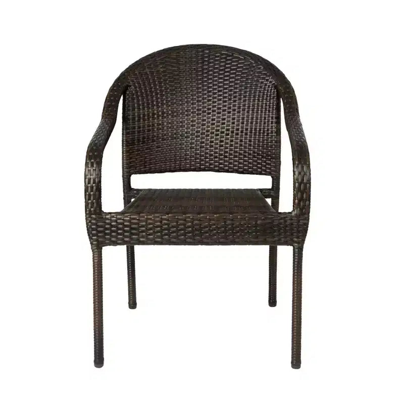 Balkene Home Rhodos Cafè da Esterno in Rattan, Impilabili, Intrecciati a Mano, Nessun Montaggio, per Tutte le Stagioni, Telaio in Acciaio Verniciato a Polvere, Leggeri, Portatili - Nero - Set da 4