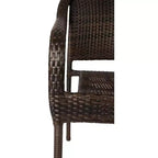 Balkene Home Rhodos Cafè da Esterno in Rattan, Impilabili, Intrecciati a Mano, Nessun Montaggio, per Tutte le Stagioni, Telaio in Acciaio Verniciato a Polvere, Leggeri, Portatili - Nero - Set da 4