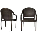 Balkene Home Rhodos Cafè da Esterno in Rattan, Impilabili, Intrecciati a Mano, Nessun Montaggio, per Tutte le Stagioni, Telaio in Acciaio Verniciato a Polvere, Leggeri, Portatili - Nero - Set da 4