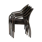 Balkene Home Rhodos Cafè da Esterno in Rattan, Impilabili, Intrecciati a Mano, Nessun Montaggio, per Tutte le Stagioni, Telaio in Acciaio Verniciato a Polvere, Leggeri, Portatili - Nero - Set da 4