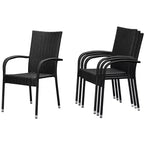 Balkene Home Morgan Outdoor Wicker Chair Set of 4 Black No Assembly Lightweight Portable Zero Maintenance Indoors Porch Backyard Garden Balcony