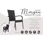 Balkene Home Morgan Outdoor Wicker Chair Set of 4 Black No Assembly Lightweight Portable Zero Maintenance Indoors Porch Backyard Garden Balcony