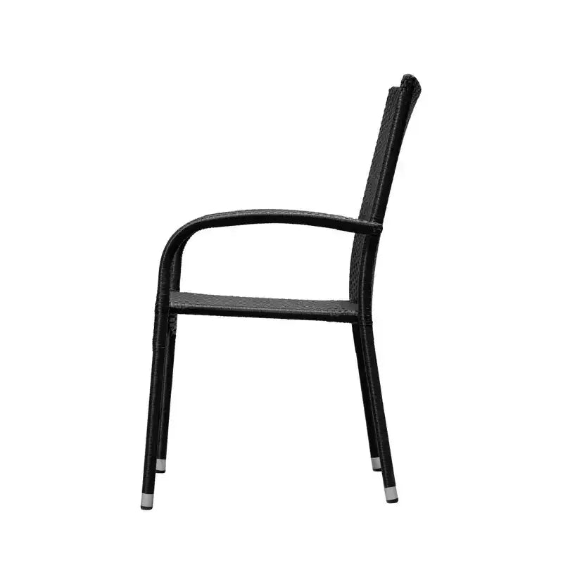 Balkene Home Morgan Outdoor Wicker Chair Set of 4 Black No Assembly Lightweight Portable Zero Maintenance Indoors Porch Backyard Garden Balcony