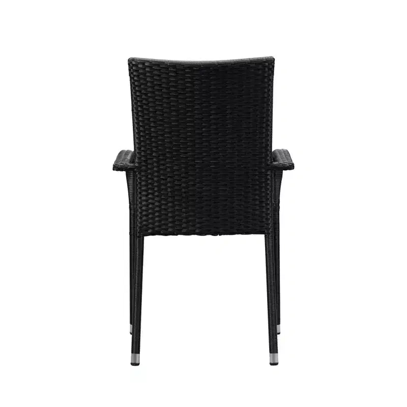 Balkene Home Morgan Outdoor Wicker Chair Set of 4 Black No Assembly Lightweight Portable Zero Maintenance Indoors Porch Backyard Garden Balcony