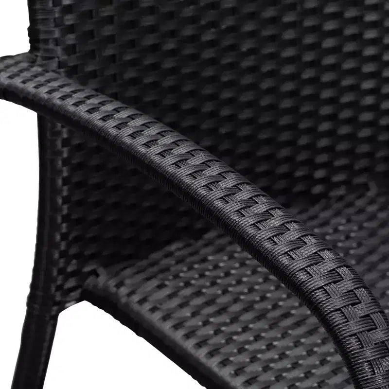 Balkene Home Morgan Outdoor Wicker Chair Set of 4 Black No Assembly Lightweight Portable Zero Maintenance Indoors Porch Backyard Garden Balcony