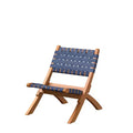 Balkene Home Sava Indoor Outdoor Folding Chair Low Slung Portable Seating Solid Acacia Wood Woven Seat - Navy Blue Webbing