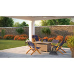 Balkene Home Sava Indoor Outdoor Folding Chair Low Slung Portable Seating Solid Acacia Wood Woven Seat - Navy Blue Webbing