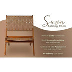 Balkene Home Sava Indoor Outdoor Folding Chair Low Slung Portable Seating Solid Acacia Wood Woven Seat - Navy Blue Webbing