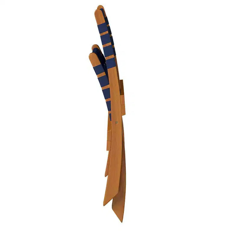 Balkene Home Sava Indoor Outdoor Folding Chair Low Slung Portable Seating Solid Acacia Wood Woven Seat - Navy Blue Webbing