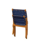 Balkene Home Sava Indoor Outdoor Folding Chair Low Slung Portable Seating Solid Acacia Wood Woven Seat - Navy Blue Webbing