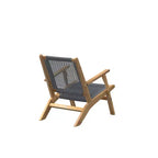 Sedia da esterno Balkene Home Vega in legno di acacia con finitura naturale, seduta in rete intrecciata, design di metà secolo, comoda poltrona - Cordino grigio