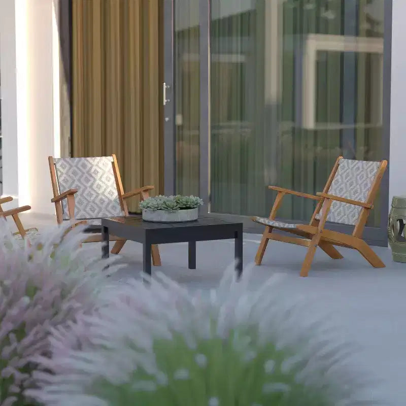 Balkene Home Vega Natural Stain Outdoor Chair All Weather Wicker Outdoor Chair Acacia Wood Construction Comfortable Armchair - Diamond Weave Wicker