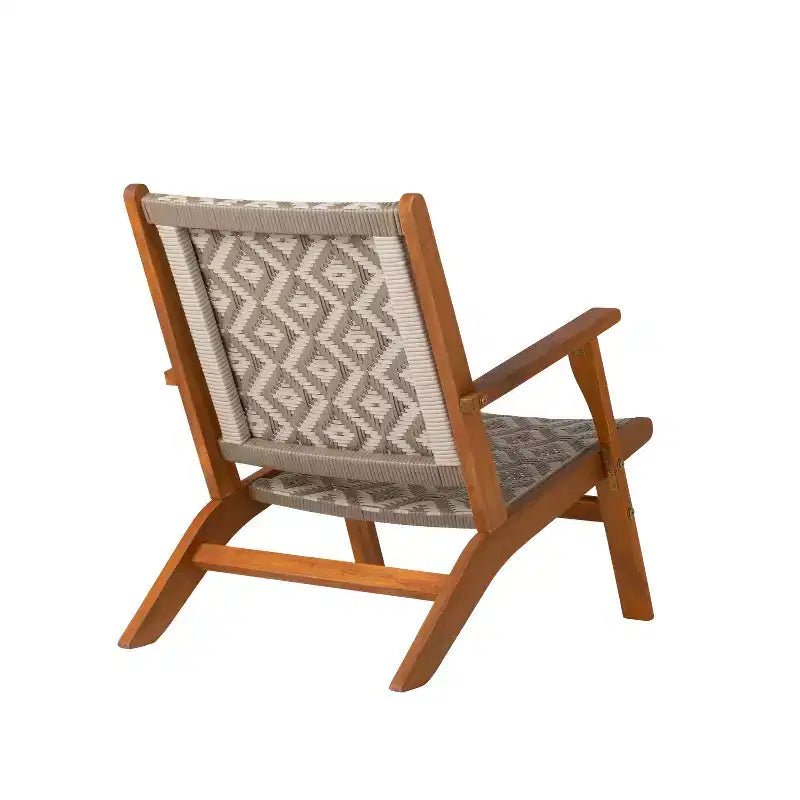 Balkene Home Vega Natural Stain Outdoor Chair All Weather Wicker Outdoor Chair Acacia Wood Construction Comfortable Armchair - Diamond Weave Wicker