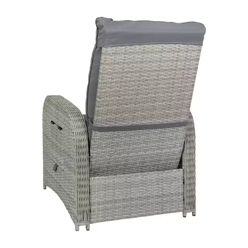 Emma and Oliver Aritzo Wicker Rattan Patio Recliner Lounge Chair with Side Flip-Up Table for Indoor/Outdoor Use