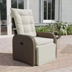 Emma and Oliver Aritzo Wicker Rattan Patio Recliner Lounge Chair with Side Flip-Up Table for Indoor/Outdoor Use