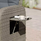 Emma and Oliver Aritzo Wicker Rattan Patio Recliner Lounge Chair with Side Flip-Up Table for Indoor/Outdoor Use