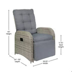 Emma and Oliver Aritzo Wicker Rattan Patio Recliner Lounge Chair with Side Flip-Up Table for Indoor/Outdoor Use