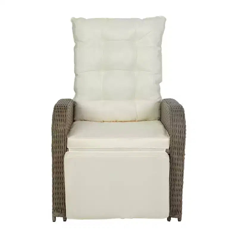 Emma and Oliver Aritzo Wicker Rattan Patio Recliner Lounge Chair with Side Flip-Up Table for Indoor/Outdoor Use