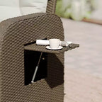 Emma and Oliver Aritzo Wicker Rattan Patio Recliner Lounge Chair with Side Flip-Up Table for Indoor/Outdoor Use