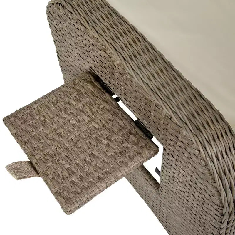 Merrick Lane Set of 2 Modern Style Patio Wicker Rattan Indoor/Outdoor Recliner Lounge Chairs with Side Tables and Adjustable Backs