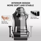 GTRACING Gaming Chair Fabric Height Adjustable Footrest Reclining Office Chair