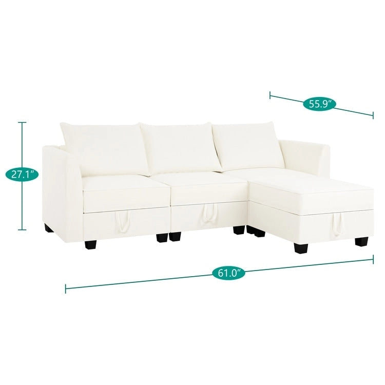 Modern DIY Collection - Convertible Modular Sectional Sofa - Linen Sofa Couch for Living Room Apartment Office