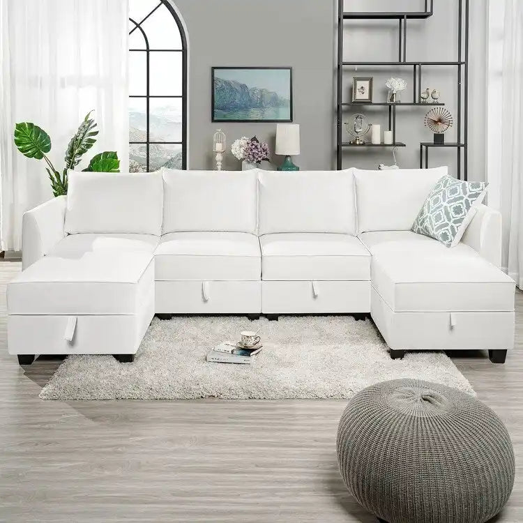 Modern DIY Collection - Convertible Modular Sectional Sofa - Linen Sofa Couch for Living Room Apartment Office