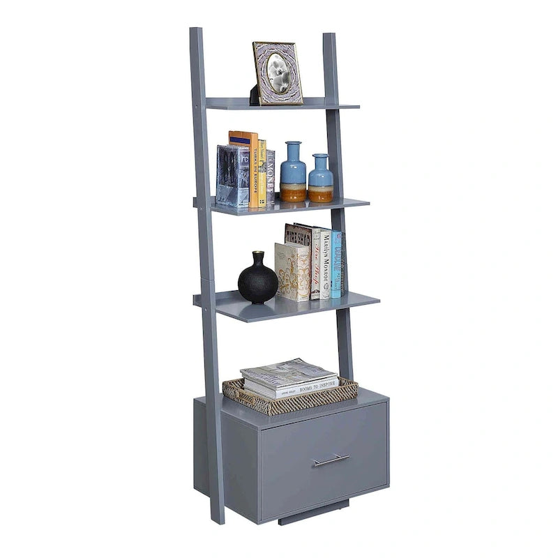 Convenience Concepts American Heritage Ladder Bookshelf with File Drawer