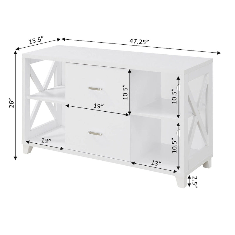 Convenience Concepts Oxford Deluxe 2 Drawer TV Stand with Shelves for TVs up to 55 Inches