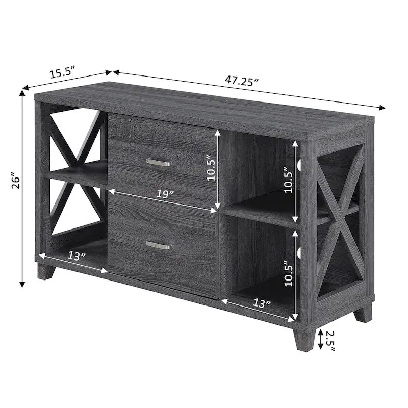 Convenience Concepts Oxford Deluxe 2 Drawer TV Stand with Shelves for TVs up to 55 Inches