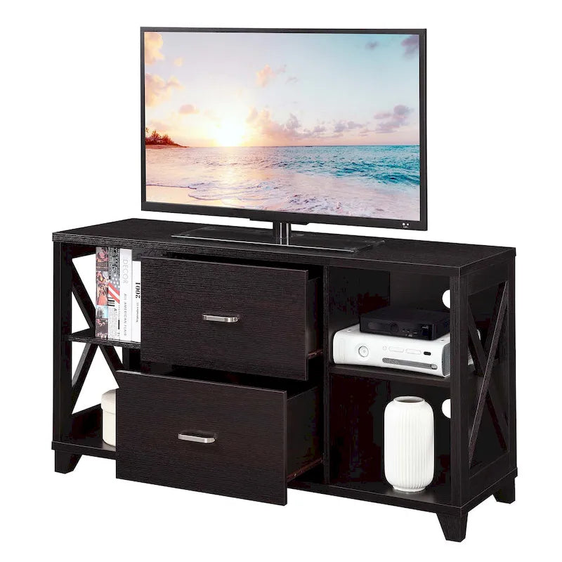 Convenience Concepts Oxford Deluxe 2 Drawer TV Stand with Shelves for TVs up to 55 Inches