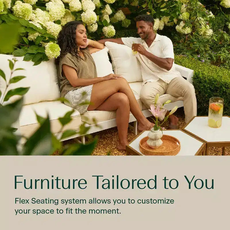 Honeycomb Outdoor Edisto Seat - Oak Aluminum Chair: Weather Resistant Modular Patio Lounge Furniture