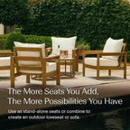 Honeycomb Outdoor Edisto Seat - Oak Aluminum Chair: Weather Resistant Modular Patio Lounge Furniture