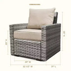 Honeycomb Outdoor Carmel Seat - Ash Grey Wicker Chair: Weather Resistant Modular Patio Lounge Furniture