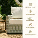 Honeycomb Outdoor Carmel Seat - Ash Grey Wicker Chair: Weather Resistant Modular Patio Lounge Furniture
