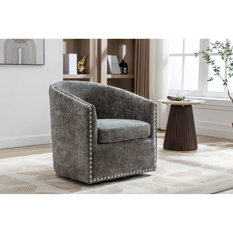 Porthos Home Wesa Swivel Fabric Upholstered Barrel Accent Chair