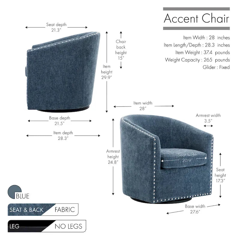 Porthos Home Wesa Swivel Fabric Upholstered Barrel Accent Chair
