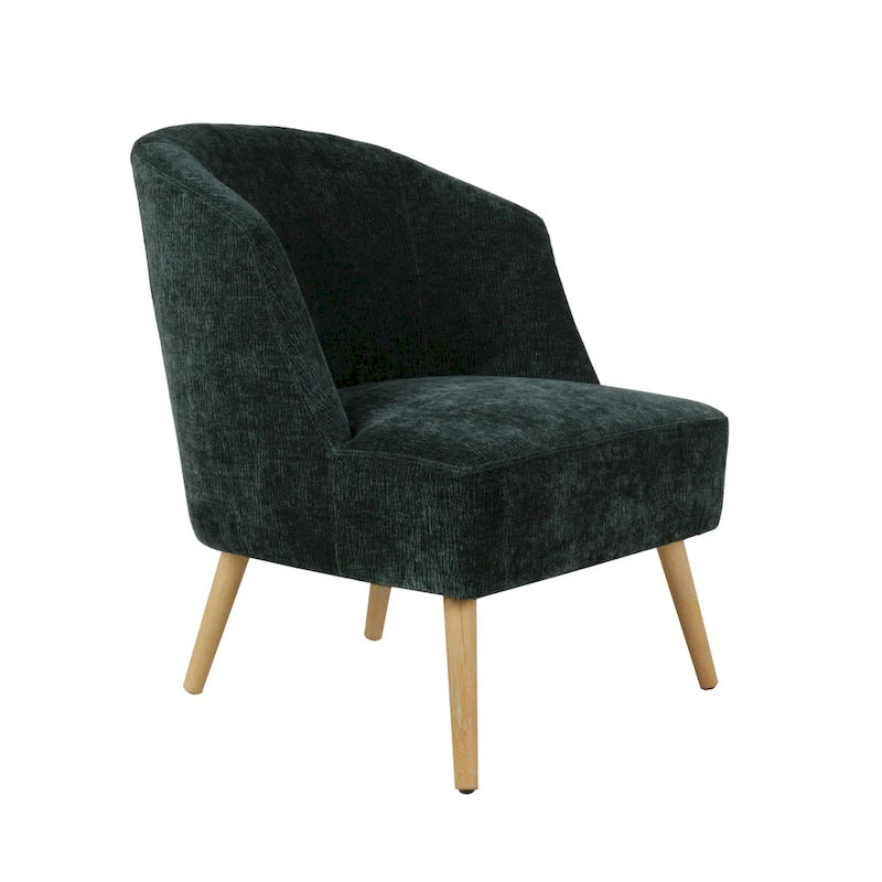 Porthos Home Quilla Corduroy Accent Barrel Chair with Rubberwood Legs