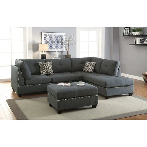 Set divano componibile reversibile a 3 pezzi rivestito in tessuto Bobkona Chaise
