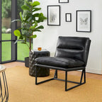 Glitzhome 30.25H Modern Soft PU Leather Armless Accent Chair