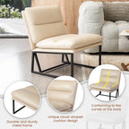 Glitzhome 30.25H Modern Soft PU Leather Armless Accent Chair