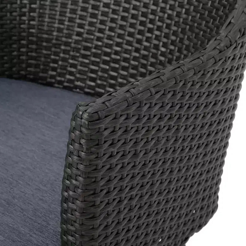 Set di 2 sedie da pranzo per patio da esterno, sedie in rattan PE per tutte le stagioni, sedie da pranzo in vimini con telaio in ferro e cuscino in tessuto impermeabile, braccioli