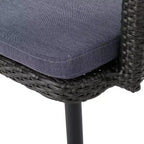 Set di 2 sedie da pranzo per patio da esterno, sedie in rattan PE per tutte le stagioni, sedie da pranzo in vimini con telaio in ferro e cuscino in tessuto impermeabile, braccioli